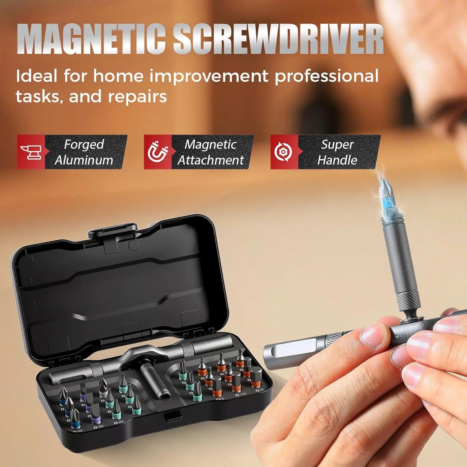 Pocket-Sized Powerhouse – 24 Tools in 1 Magnetic Screwdriver!